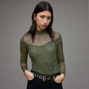 All Saints Green Patterned Bodysuit